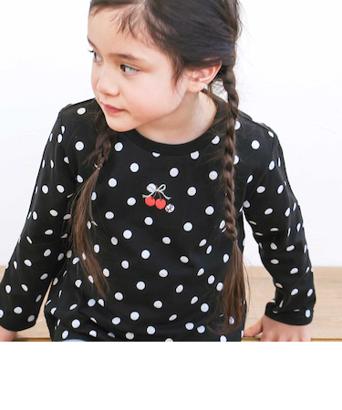 【スララク/防汚加工/オーガニックコットン】ときめきデザイン女の子長袖Tシャツ(80~130cm)