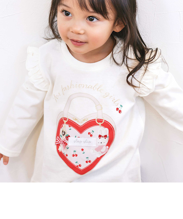 【スララク/防汚加工/オーガニックコットン】ときめきデザイン女の子長袖Tシャツ(80~130cm)