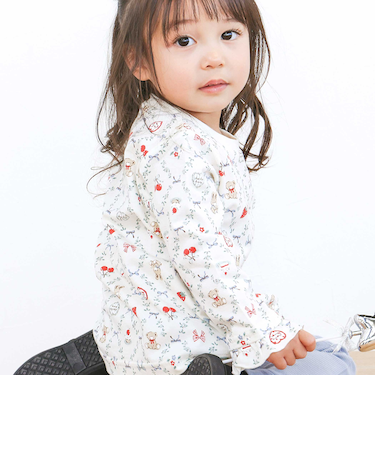 【スララク/防汚加工/オーガニックコットン】ときめきデザイン女の子長袖Tシャツ(80~130cm)