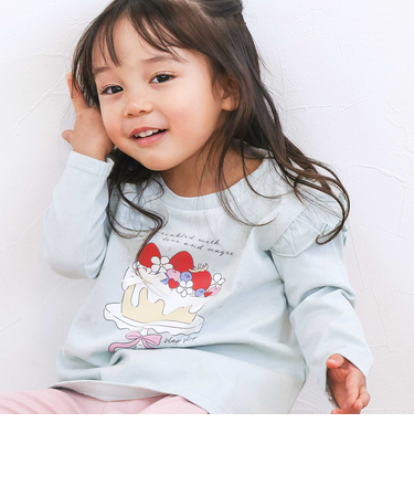【スララク/防汚加工/オーガニックコットン】ときめきデザイン女の子長袖Tシャツ(80~130cm)