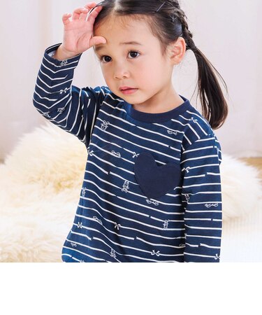 【スララク/防汚加工/オーガニックコットン】ときめきデザイン女の子長袖Tシャツ(80~130cm)