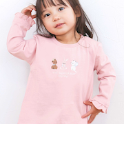 【スララク/防汚加工/オーガニックコットン】ときめきデザイン女の子長袖Tシャツ(80~130cm)
