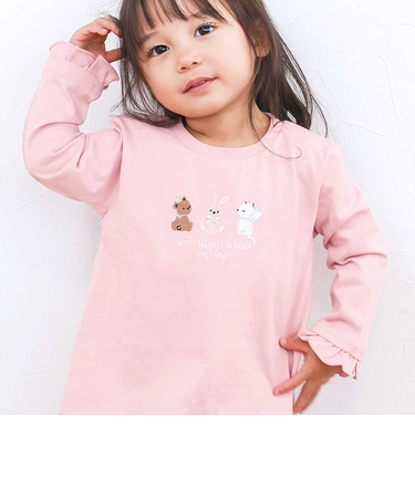 【スララク/防汚加工/オーガニックコットン】ときめきデザイン女の子長袖Tシャツ(80~130cm)