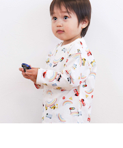 【スララク/防汚加工/オーガニックコットン】わくわくデザイン男の子長袖Tシャツ(80~130cm)