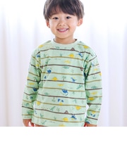 【スララク/防汚加工/オーガニックコットン】わくわくデザイン男の子長袖Tシャツ(80~130cm)