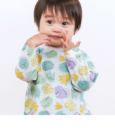 【スララク/防汚加工/オーガニックコットン】わくわくデザイン男の子長袖Tシャツ(80~130cm)