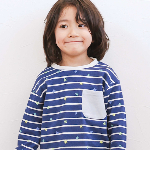 【スララク/防汚加工/オーガニックコットン】わくわくデザイン男の子長袖Tシャツ(80~130cm)