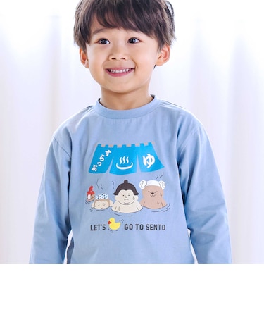 【スララク/防汚加工/オーガニックコットン】わくわくデザイン男の子長袖Tシャツ(80~130cm)