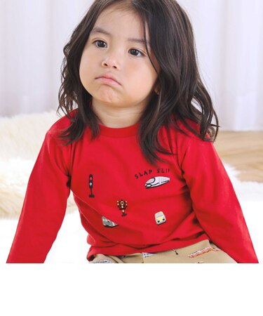 【スララク/防汚加工/オーガニックコットン】わくわくデザイン男の子長袖Tシャツ(80~130cm)