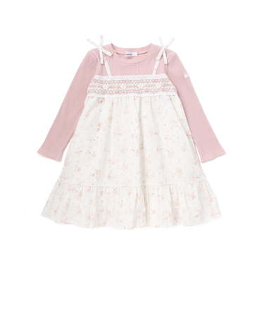 花柄キラッとストライプドッキングワンピース(80~130cm)