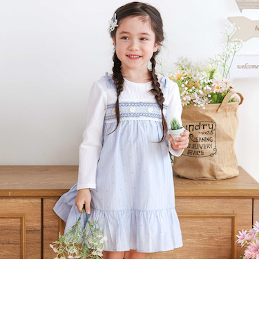 花柄キラッとストライプドッキングワンピース(80~130cm)