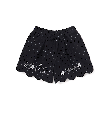 キラキラプリント裾スカラップリボン付きショートパンツ(90~130cm)