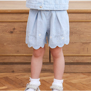 キラキラプリント裾スカラップリボン付きショートパンツ(90~130cm)