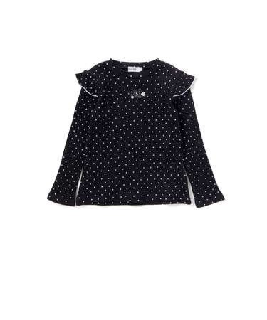 肩フリルキラッとラメ刺しゅう長袖Tシャツ(80~130cm)