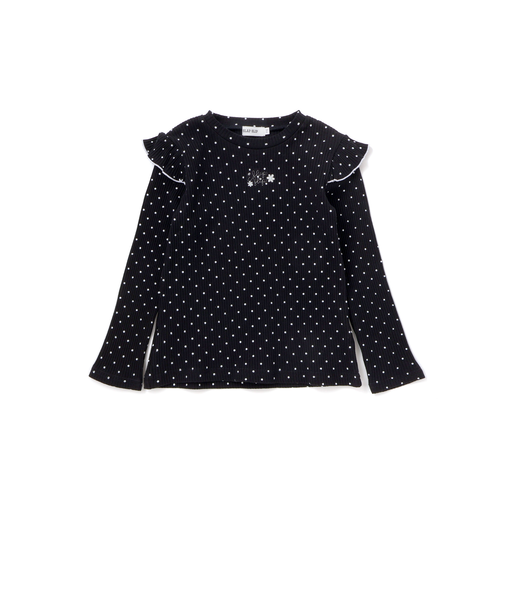 肩フリルキラッとラメ刺しゅう長袖Tシャツ(80~130cm)