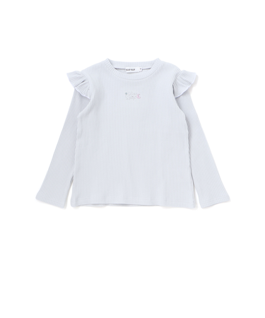 肩フリルキラッとラメ刺しゅう長袖Tシャツ(80~130cm)