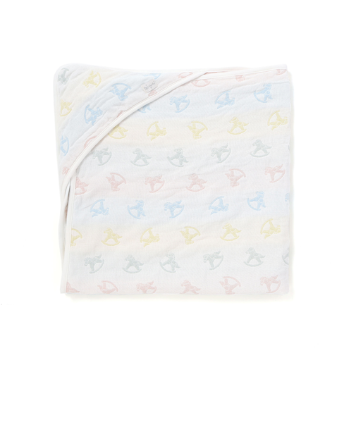 【お揃い】コットンクマ木馬総柄3重ガーゼおくるみベビー