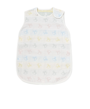 【お揃い】コットンクマ木馬総柄3重ガーゼスリーパーベビー