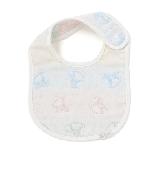 【お揃い】コットンクマ木馬総柄3重ガーゼスタイベビー