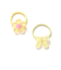 ぷっくりつるつるモチーフ花＆リボンヘアゴム2点セット