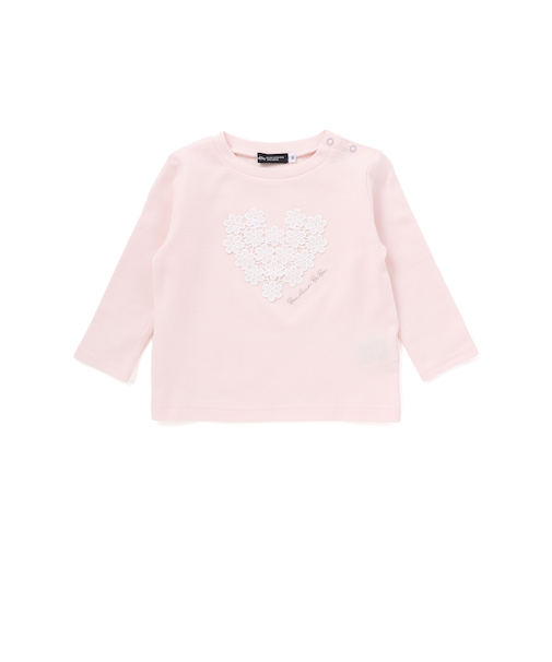 ハートレースモチーフ針抜き長袖Tシャツ(80~100cm)
