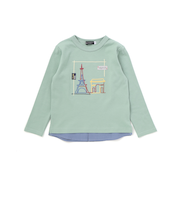 エッフェル塔プリントレイヤード風スムース長袖Tシャツ(90~150cm)