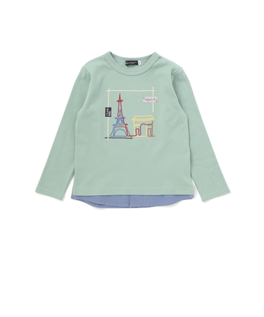 エッフェル塔プリントレイヤード風スムース長袖Tシャツ(90~150cm)