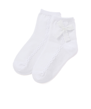 リボンモチーフケーブルラインクルーソックス(11~24cm)