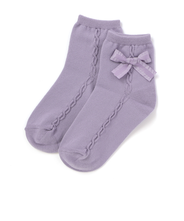 リボンモチーフケーブルラインクルーソックス(11~24cm)