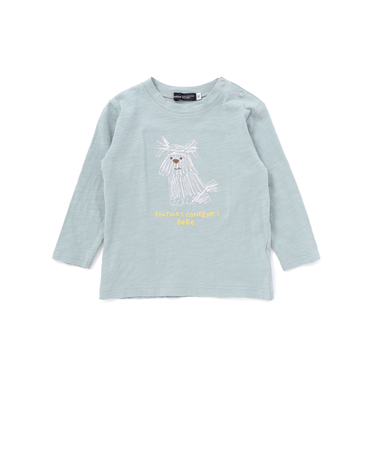 スラブ天竺DOGプリント長袖Tシャツ(80~100cm)