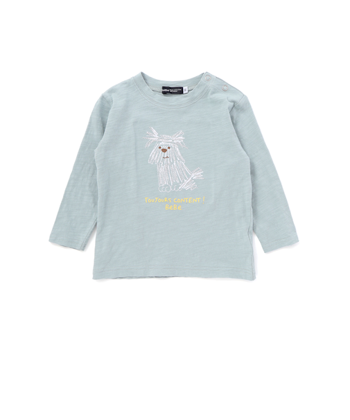 スラブ天竺DOGプリント長袖Tシャツ(80~100cm)