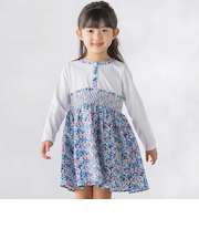 天竺+小花シャーリング長袖ワンピース(95~150cm)