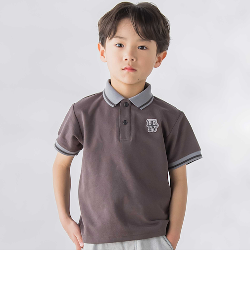 編立リブ鹿の子半袖ポロシャツ(95~150cm)