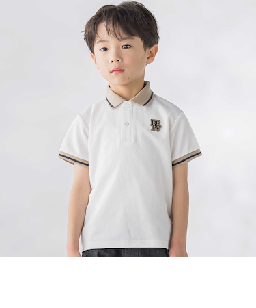 編立リブ鹿の子半袖ポロシャツ(95~150cm)