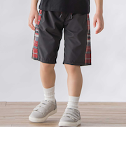 【お揃い】タフタ+チェック切り替えハーフパンツ(95~150cm)