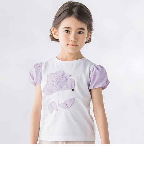 お花パッチワーク半袖Tシャツ(95~160cm)