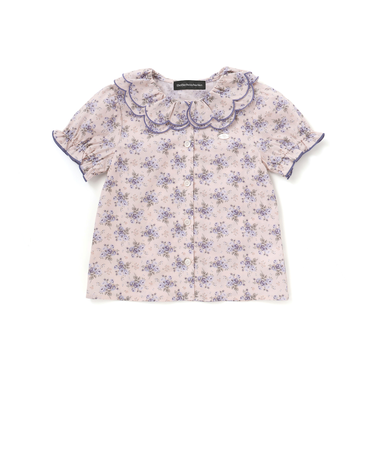 バラ柄スカラップ襟半袖ブラウス(95~150cm)