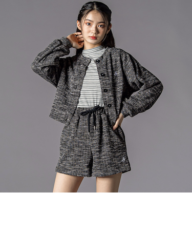 メランジカーディガン＆ボトムセット(130~160cm)