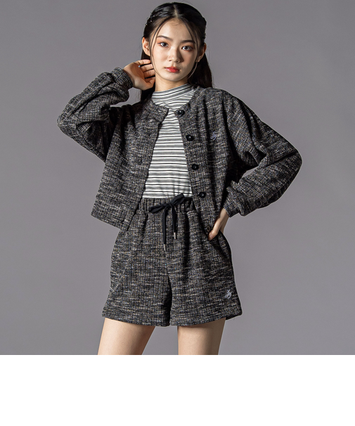 メランジカーディガン＆ボトムセット(130~160cm)