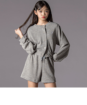 メランジカーディガン＆ボトムセット(130~160cm)