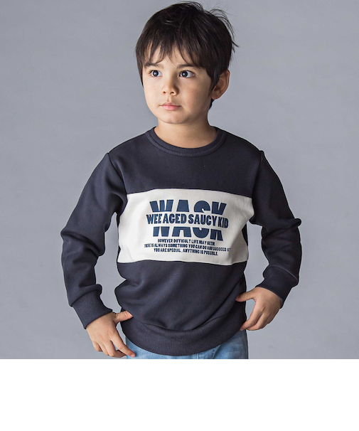 バイカラーロゴ裏毛トレーナー(100~160cm)