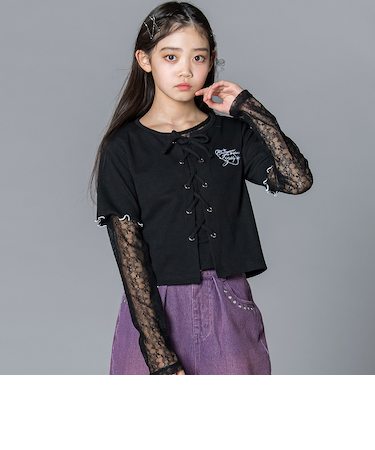 チュールレースアップTシャツセット(130~160cm)
