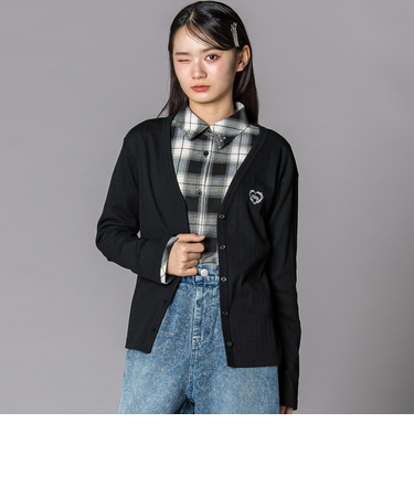 チェックシャツ×リブカーディガンセット(130~160cm)