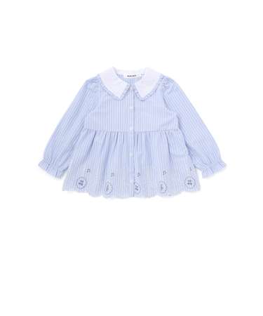 ストライプ＆花柄裾刺しゅうフレアブラウス(90~130cm)