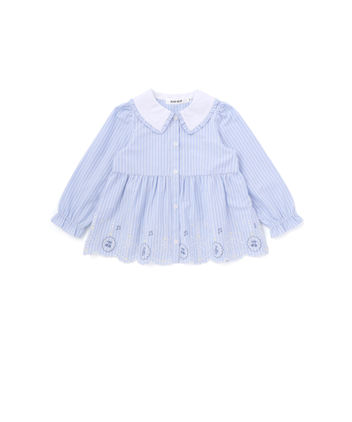 ストライプ＆花柄裾刺しゅうフレアブラウス(90~130cm)