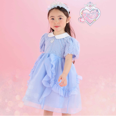 【スラプリ】オーガンジーパフスリーブワンピース(90~130cm)