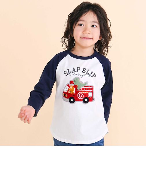 はたらく車サガララグラン天竺長袖Ｔシャツ(80~130cm)