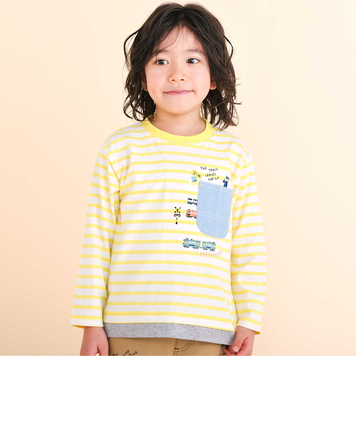 レイヤード風デニムポケット天竺長袖Ｔシャツ(80~130cm)