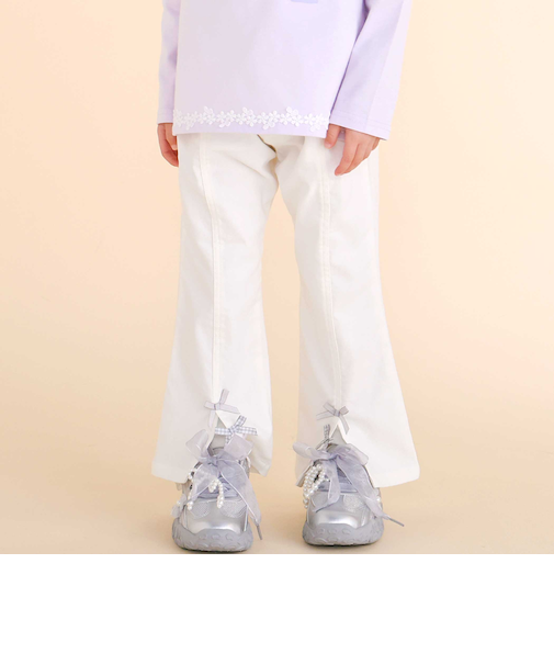 裾リボン付きストレッチツイルパンツ(80~130cm)