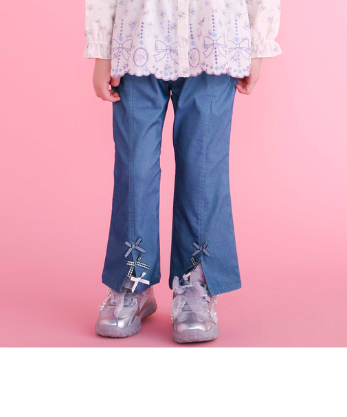 裾リボン付きストレッチツイルパンツ(80~130cm)